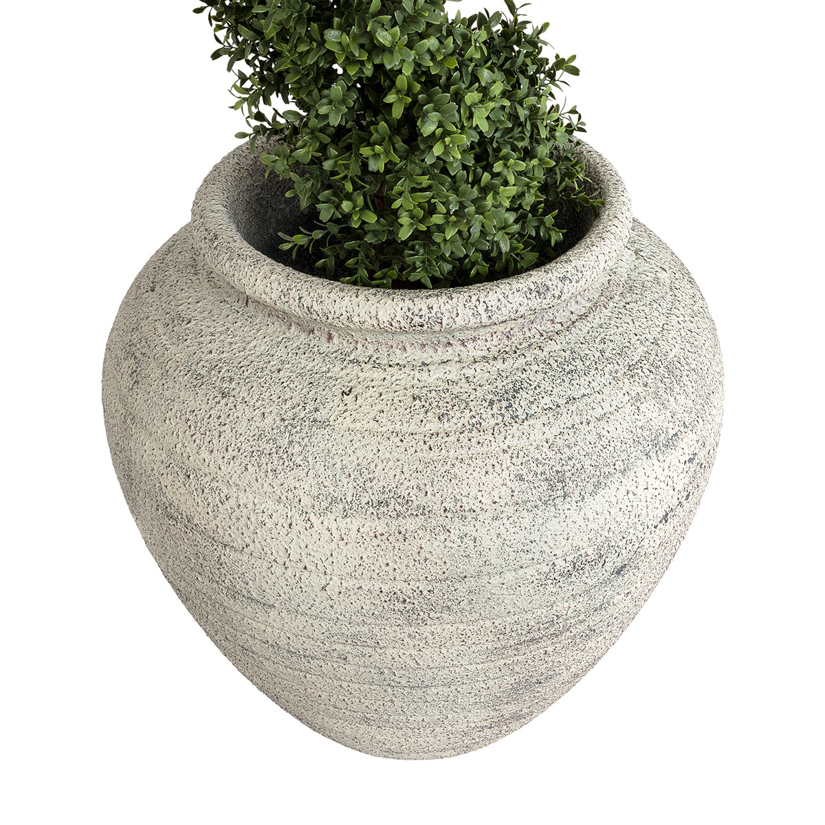 GloboStar® Artificial Garden IRISH 20722 Επιδαπέδιο Πολυεστερικό Τσιμεντένιο Κασπώ Γλάστρα - Flower Pot Λευκό - Μπεζ Φ55 x Υ60cm - ledmania.gr
