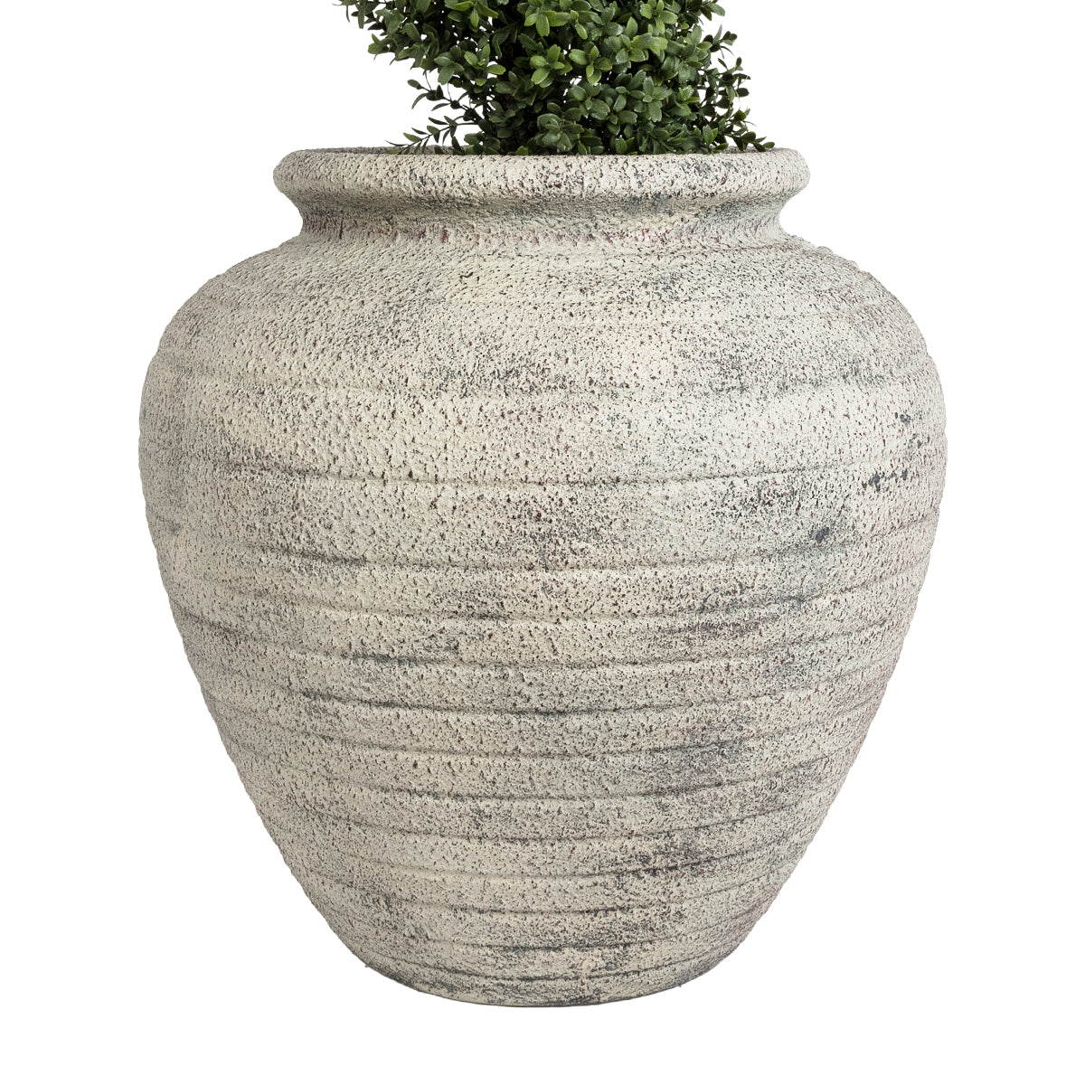 GloboStar® Artificial Garden IRISH 20722 Επιδαπέδιο Πολυεστερικό Τσιμεντένιο Κασπώ Γλάστρα - Flower Pot Λευκό - Μπεζ Φ55 x Υ60cm - ledmania.gr