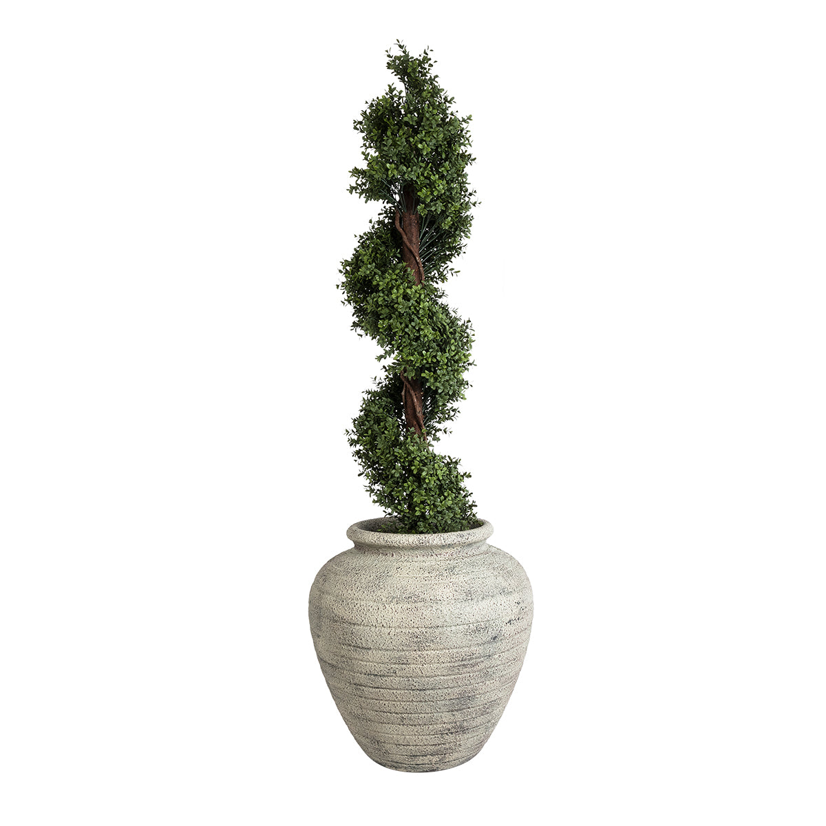 GloboStar® Artificial Garden IRISH 20722 Επιδαπέδιο Πολυεστερικό Τσιμεντένιο Κασπώ Γλάστρα - Flower Pot Λευκό - Μπεζ Φ55 x Υ60cm - ledmania.gr