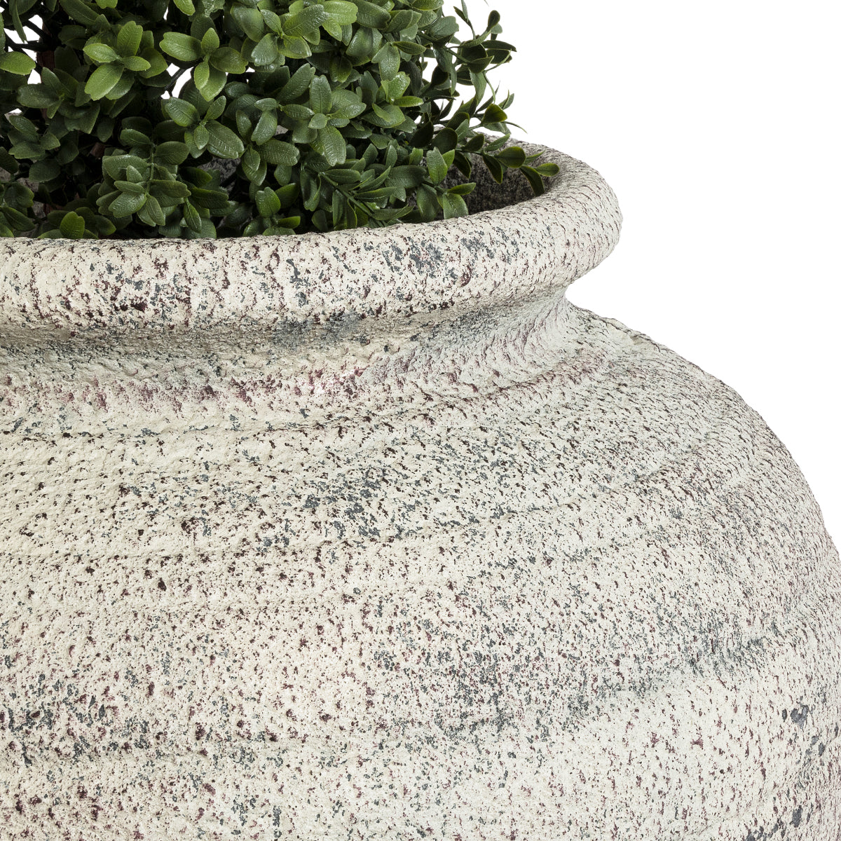 GloboStar® Artificial Garden IRISH 20722 Επιδαπέδιο Πολυεστερικό Τσιμεντένιο Κασπώ Γλάστρα - Flower Pot Λευκό - Μπεζ Φ55 x Υ60cm - ledmania.gr
