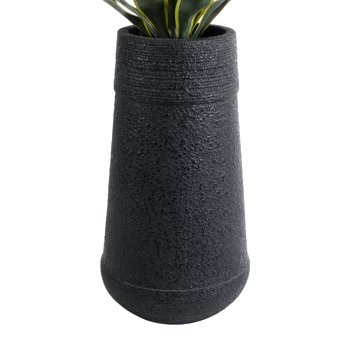 GloboStar® Artificial Garden JAKLIN 20723 Επιδαπέδιο Πολυεστερικό Τσιμεντένιο Κασπώ Γλάστρα - Flower Pot Μαύρο Φ34 x Υ62cm - ledmania.gr