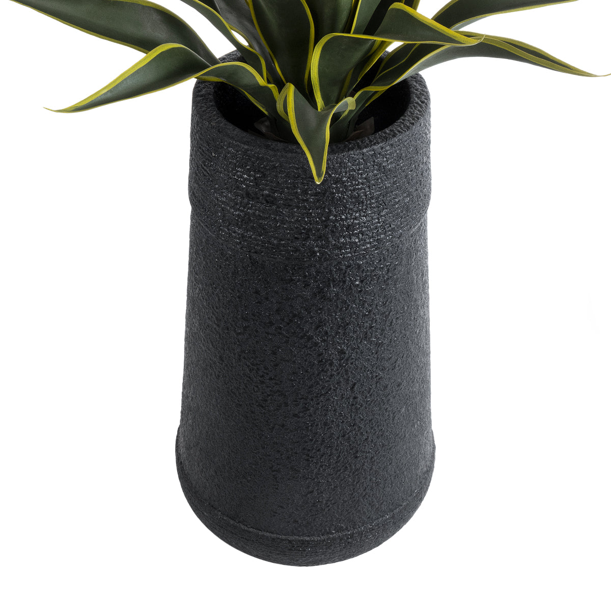 GloboStar® Artificial Garden JAKLIN 20723 Επιδαπέδιο Πολυεστερικό Τσιμεντένιο Κασπώ Γλάστρα - Flower Pot Μαύρο Φ34 x Υ62cm - ledmania.gr