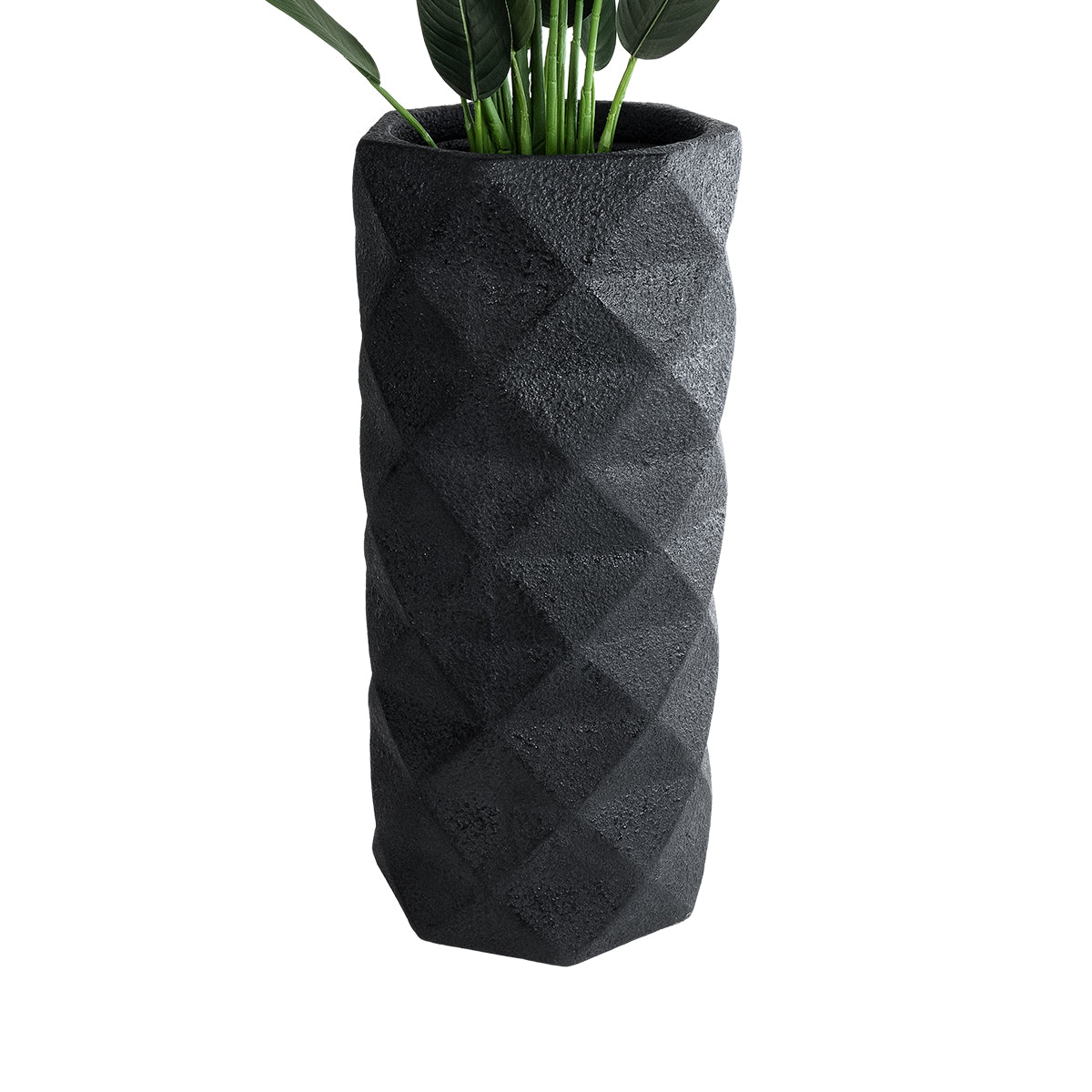 GloboStar® Artificial Garden GENOVA 20724 Επιδαπέδιο Πολυεστερικό Τσιμεντένιο Κασπώ Γλάστρα - Flower Pot Μαύρο Φ40 x Υ90cm - ledmania.gr