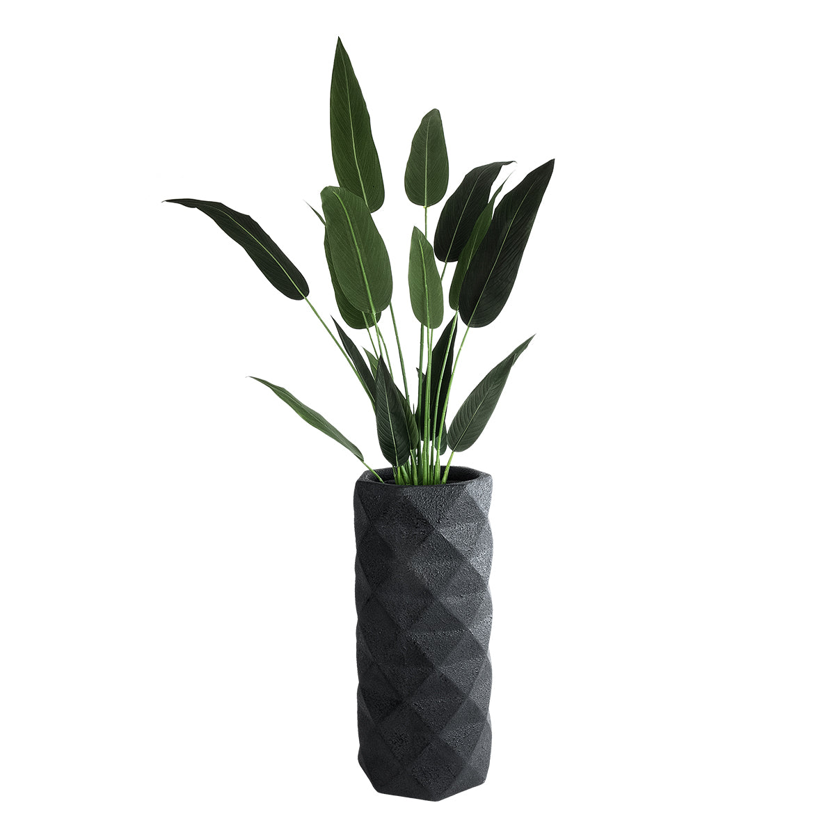 GloboStar® Artificial Garden GENOVA 20724 Επιδαπέδιο Πολυεστερικό Τσιμεντένιο Κασπώ Γλάστρα - Flower Pot Μαύρο Φ40 x Υ90cm - ledmania.gr