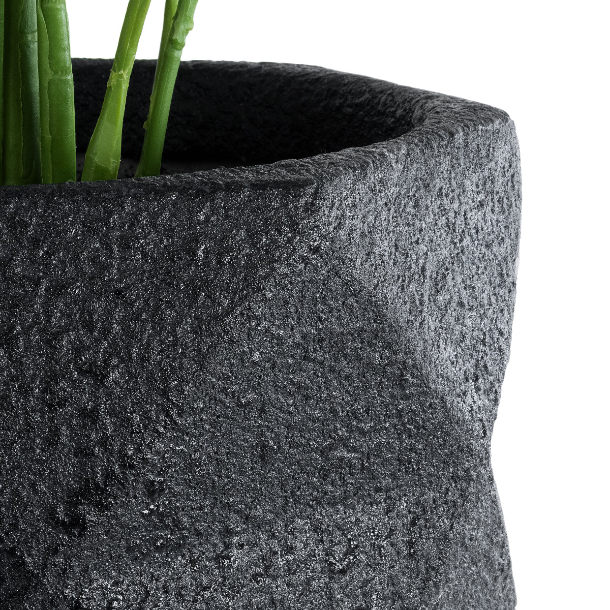 GloboStar® Artificial Garden GENOVA 20724 Επιδαπέδιο Πολυεστερικό Τσιμεντένιο Κασπώ Γλάστρα - Flower Pot Μαύρο Φ40 x Υ90cm - ledmania.gr