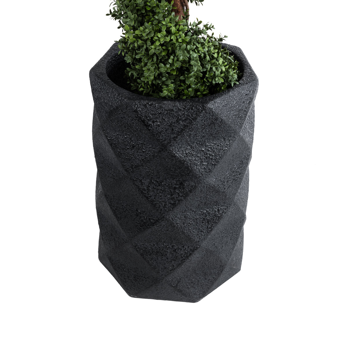 GloboStar® Artificial Garden GENOVA 20725 Επιδαπέδιο Πολυεστερικό Τσιμεντένιο Κασπώ Γλάστρα - Flower Pot Μαύρο Φ40 x Υ90cm - ledmania.gr