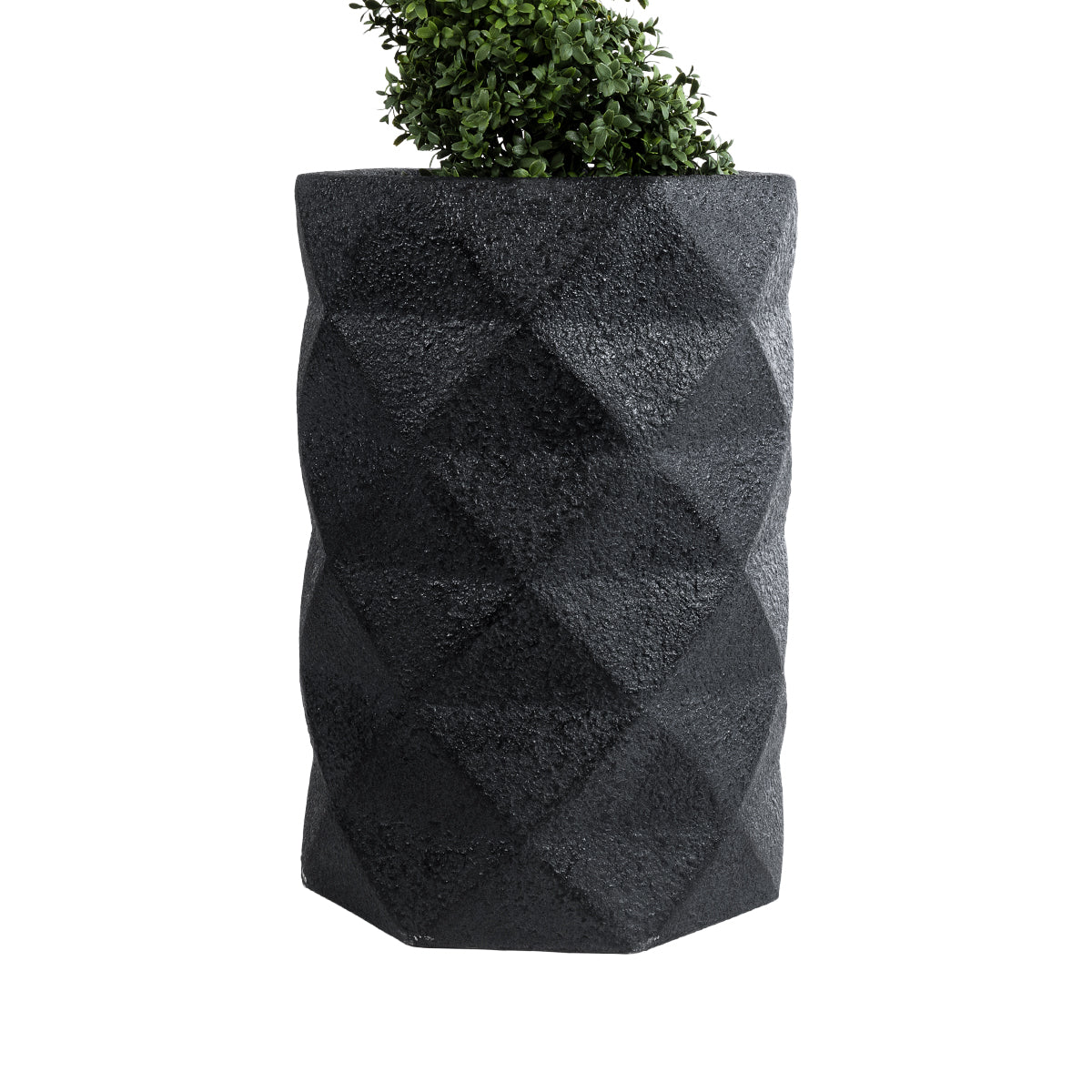 GloboStar® Artificial Garden GENOVA 20725 Επιδαπέδιο Πολυεστερικό Τσιμεντένιο Κασπώ Γλάστρα - Flower Pot Μαύρο Φ40 x Υ90cm - ledmania.gr