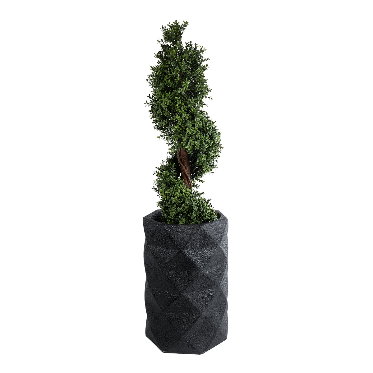 GloboStar® Artificial Garden GENOVA 20725 Επιδαπέδιο Πολυεστερικό Τσιμεντένιο Κασπώ Γλάστρα - Flower Pot Μαύρο Φ40 x Υ90cm - ledmania.gr
