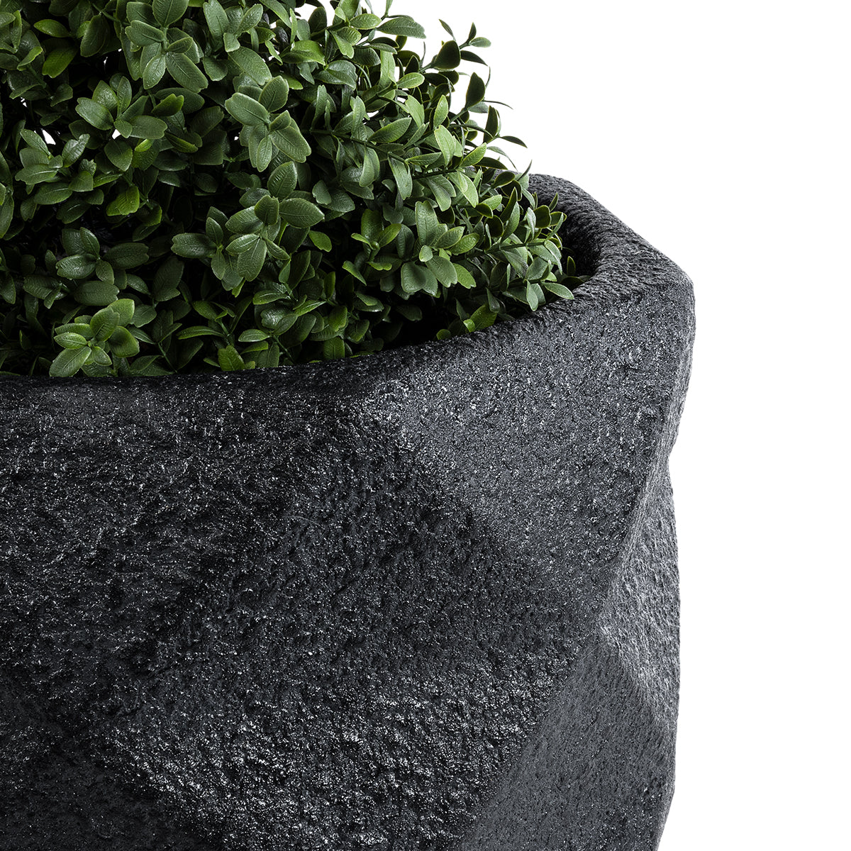 GloboStar® Artificial Garden GENOVA 20725 Επιδαπέδιο Πολυεστερικό Τσιμεντένιο Κασπώ Γλάστρα - Flower Pot Μαύρο Φ40 x Υ90cm - ledmania.gr