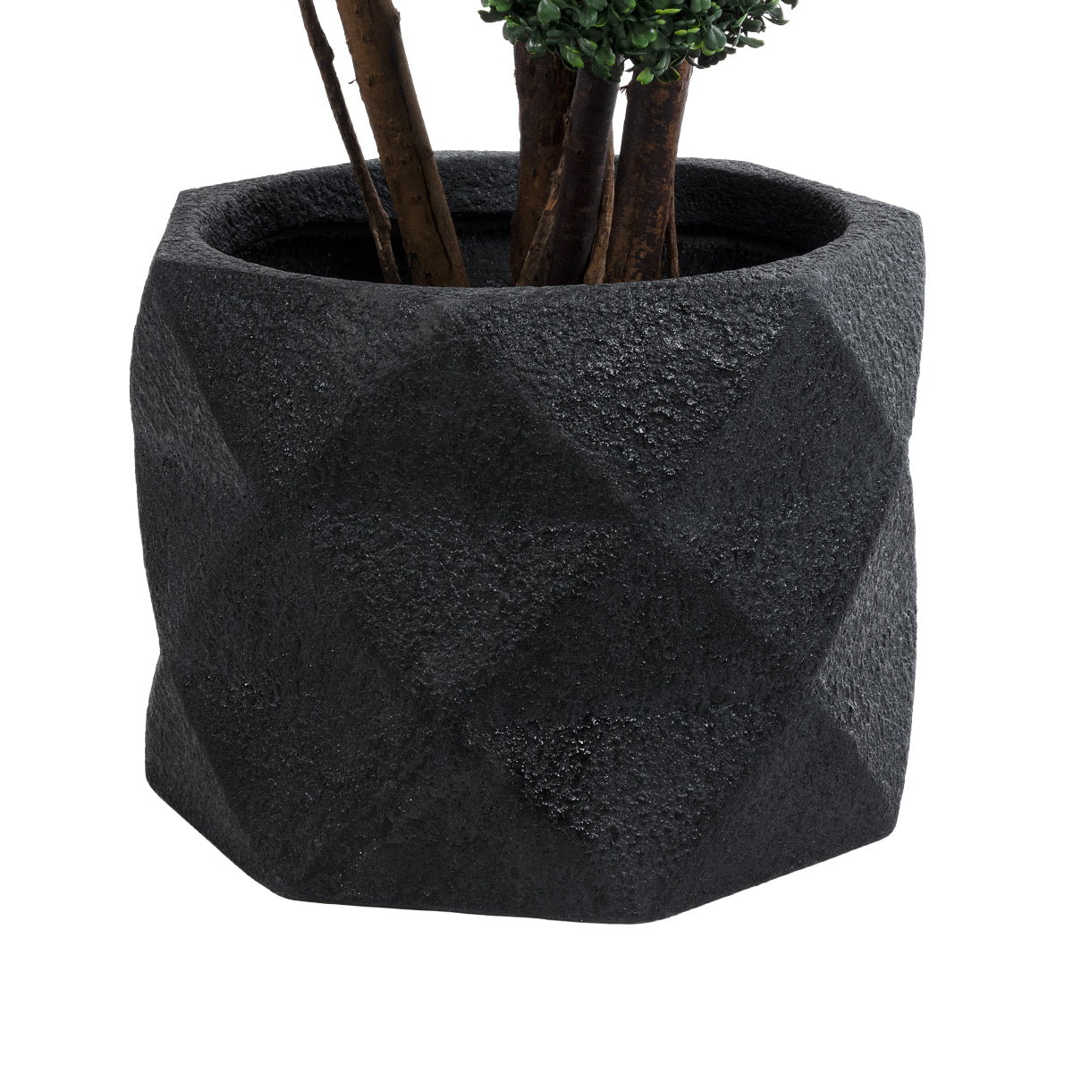 GloboStar® Artificial Garden GENOVA 20726 Επιδαπέδιο Πολυεστερικό Τσιμεντένιο Κασπώ Γλάστρα - Flower Pot Μαύρο Φ40 x Υ30cm - ledmania.gr
