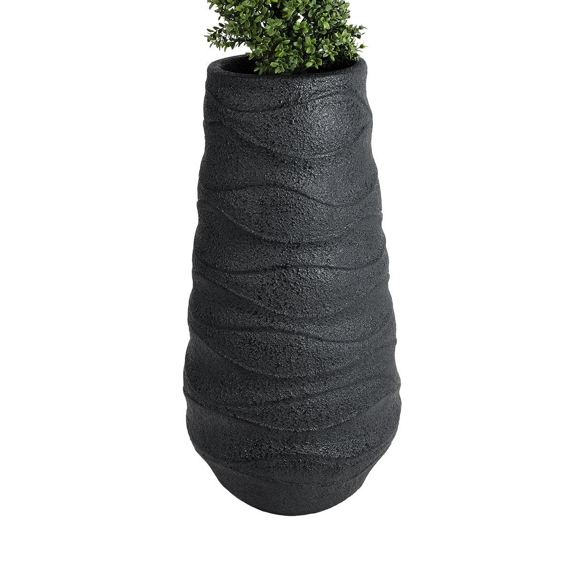 GloboStar® Artificial Garden BOLOGNA 20727 Επιδαπέδιο Πολυεστερικό Τσιμεντένιο Κασπώ Γλάστρα - Flower Pot Μαύρο Φ45 x Υ90cm - ledmania.gr