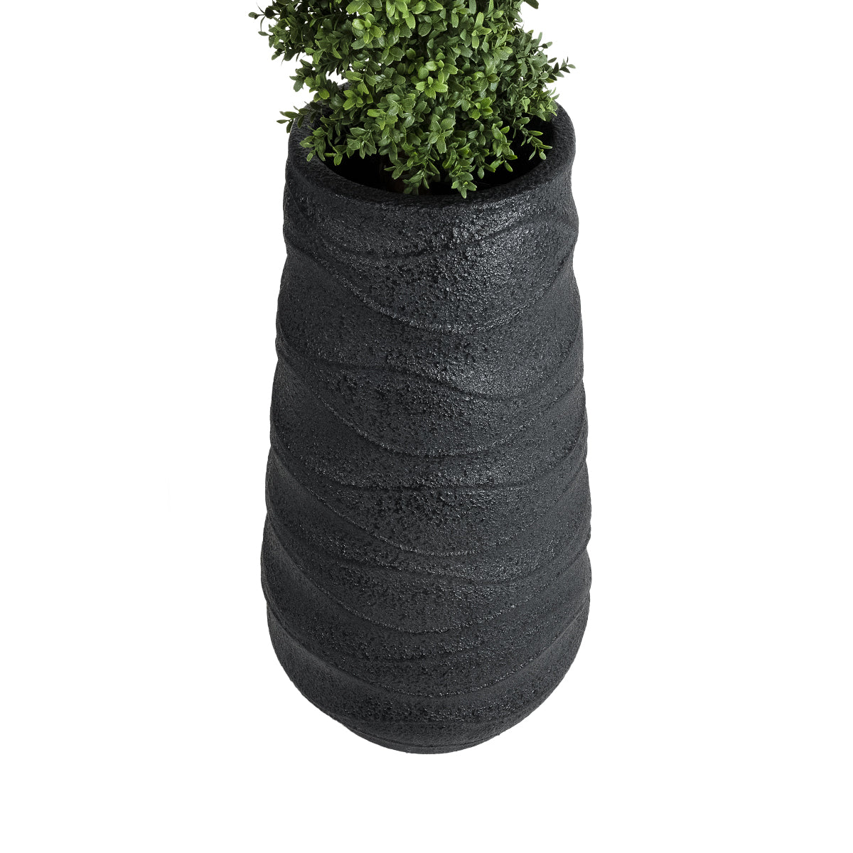 GloboStar® Artificial Garden BOLOGNA 20727 Επιδαπέδιο Πολυεστερικό Τσιμεντένιο Κασπώ Γλάστρα - Flower Pot Μαύρο Φ45 x Υ90cm - ledmania.gr