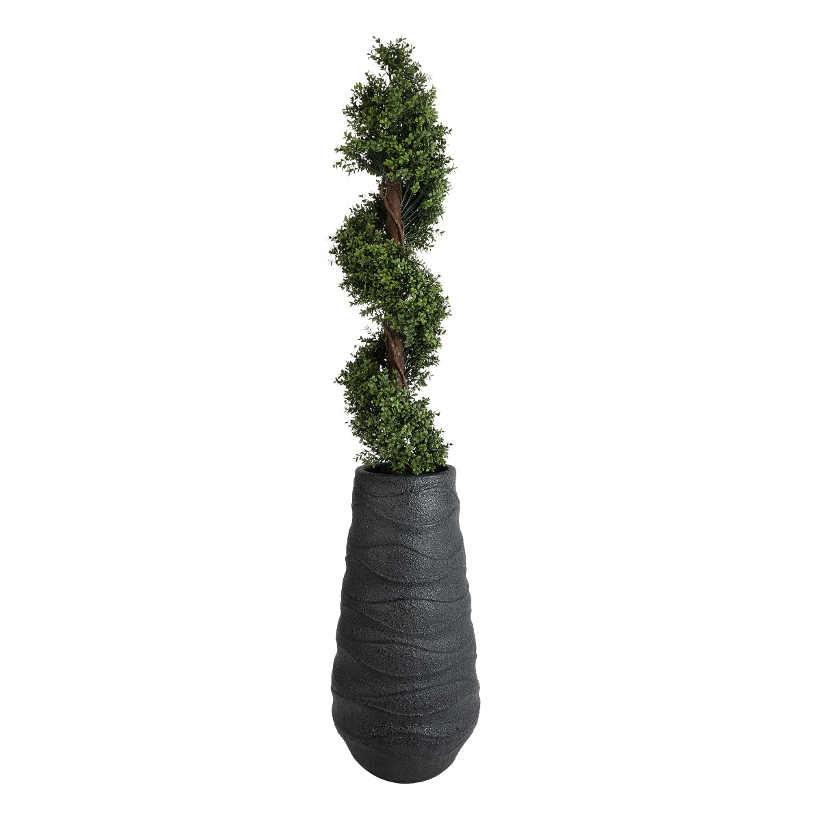 GloboStar® Artificial Garden BOLOGNA 20727 Επιδαπέδιο Πολυεστερικό Τσιμεντένιο Κασπώ Γλάστρα - Flower Pot Μαύρο Φ45 x Υ90cm - ledmania.gr