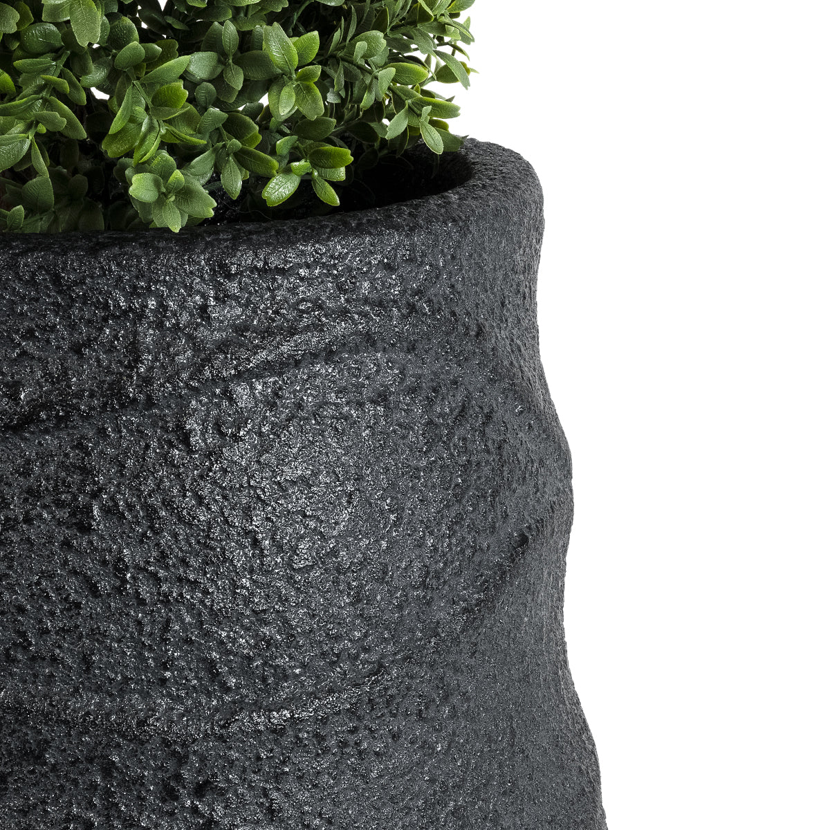 GloboStar® Artificial Garden BOLOGNA 20727 Επιδαπέδιο Πολυεστερικό Τσιμεντένιο Κασπώ Γλάστρα - Flower Pot Μαύρο Φ45 x Υ90cm - ledmania.gr