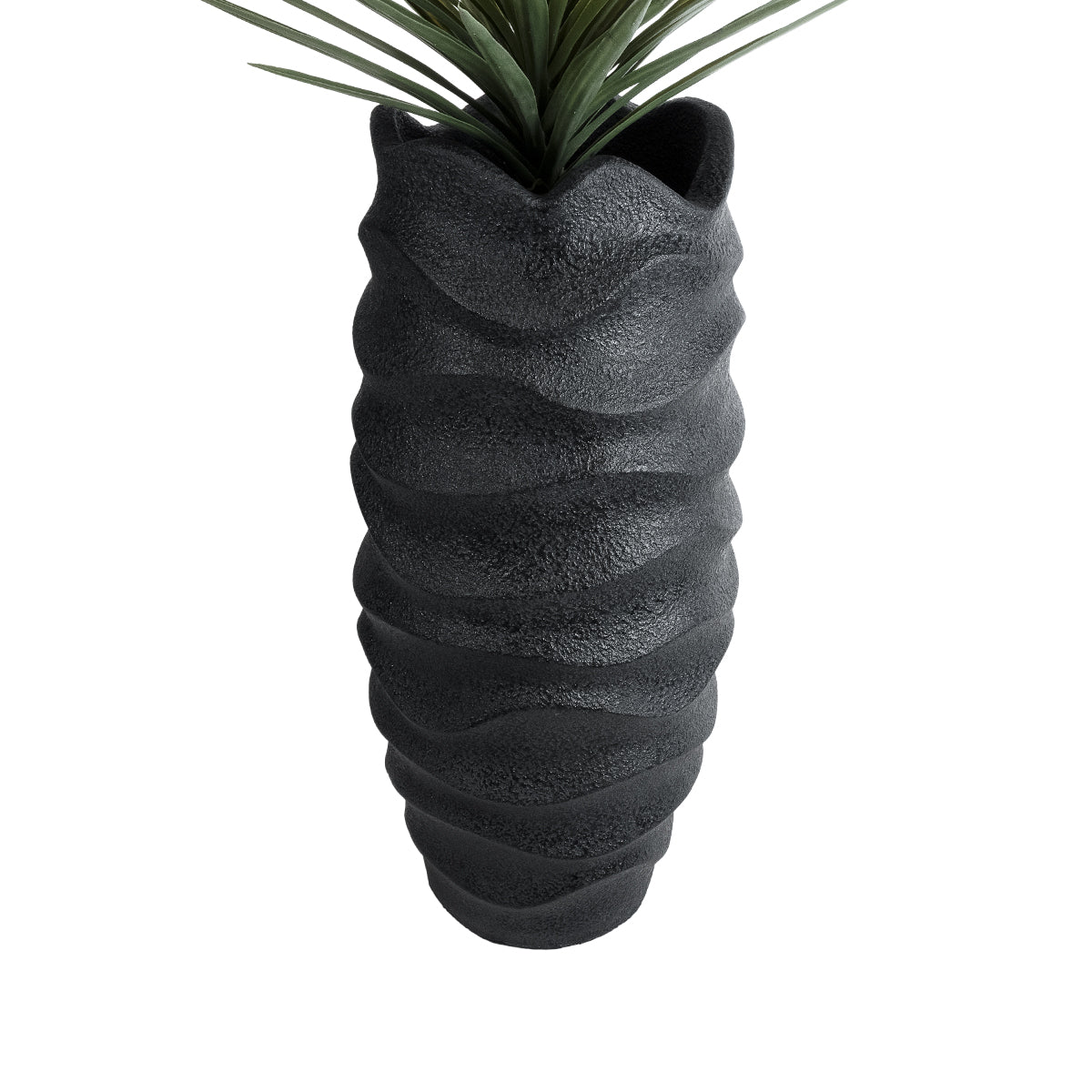 GloboStar® Artificial Garden MONREALE 20728 Επιδαπέδιο Πολυεστερικό Τσιμεντένιο Κασπώ Γλάστρα - Flower Pot Μαύρο Φ50 x Υ110cm - ledmania.gr