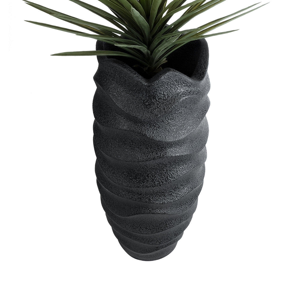 GloboStar® Artificial Garden MONREALE 20728 Επιδαπέδιο Πολυεστερικό Τσιμεντένιο Κασπώ Γλάστρα - Flower Pot Μαύρο Φ50 x Υ110cm - ledmania.gr