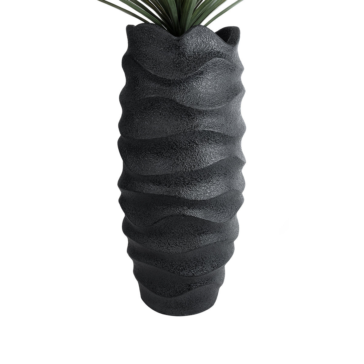 GloboStar® Artificial Garden MONREALE 20728 Επιδαπέδιο Πολυεστερικό Τσιμεντένιο Κασπώ Γλάστρα - Flower Pot Μαύρο Φ50 x Υ110cm - ledmania.gr