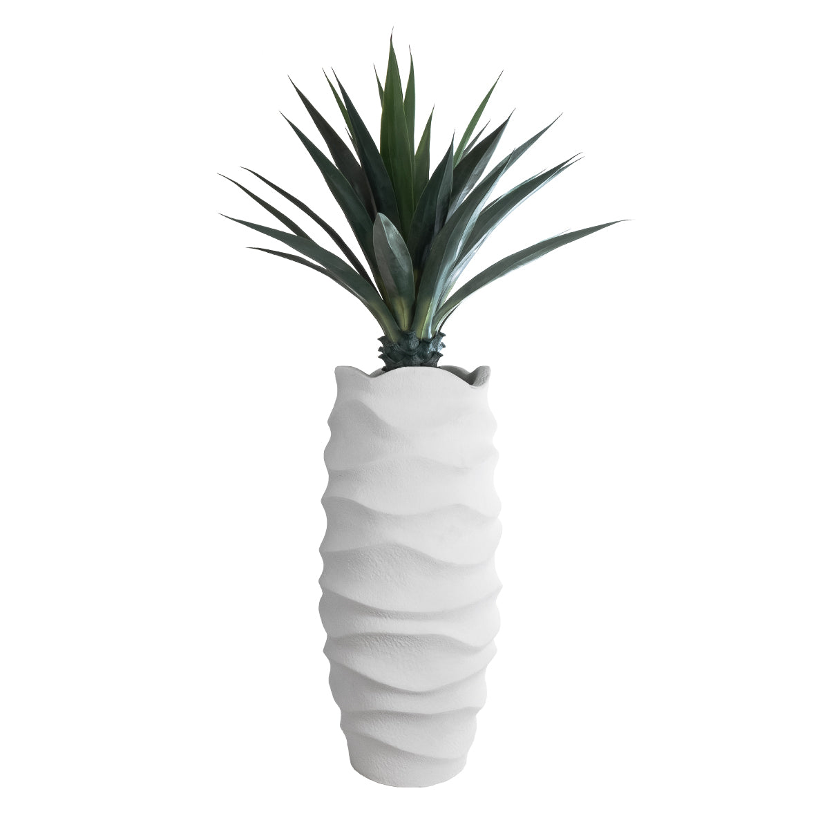 GloboStar® Artificial Garden PORTOFINO 20729 Επιδαπέδιο Πολυεστερικό Τσιμεντένιο Κασπώ Γλάστρα - Flower Pot Λευκό Φ50 x Υ110cm - ledmania.gr