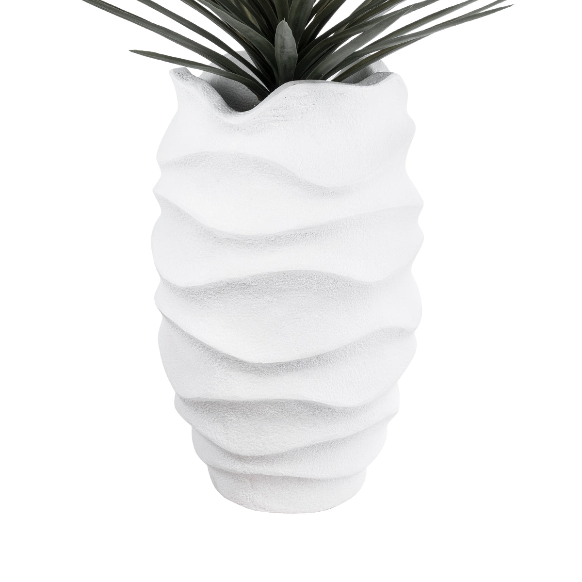 GloboStar® Artificial Garden PORTOFINO 20730 Επιδαπέδιο Πολυεστερικό Τσιμεντένιο Κασπώ Γλάστρα - Flower Pot Λευκό Φ50 x Υ80cm - ledmania.gr