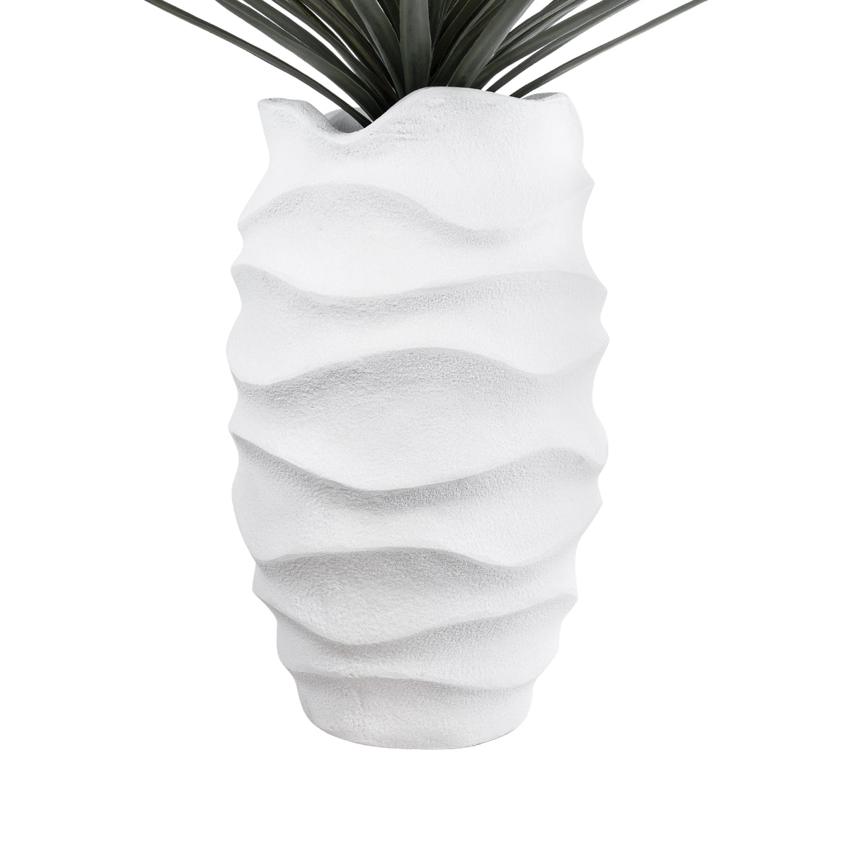 GloboStar® Artificial Garden PORTOFINO 20730 Επιδαπέδιο Πολυεστερικό Τσιμεντένιο Κασπώ Γλάστρα - Flower Pot Λευκό Φ50 x Υ80cm - ledmania.gr
