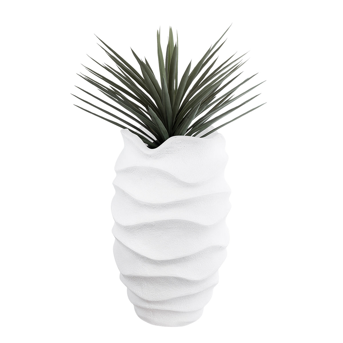 GloboStar® Artificial Garden PORTOFINO 20730 Επιδαπέδιο Πολυεστερικό Τσιμεντένιο Κασπώ Γλάστρα - Flower Pot Λευκό Φ50 x Υ80cm - ledmania.gr