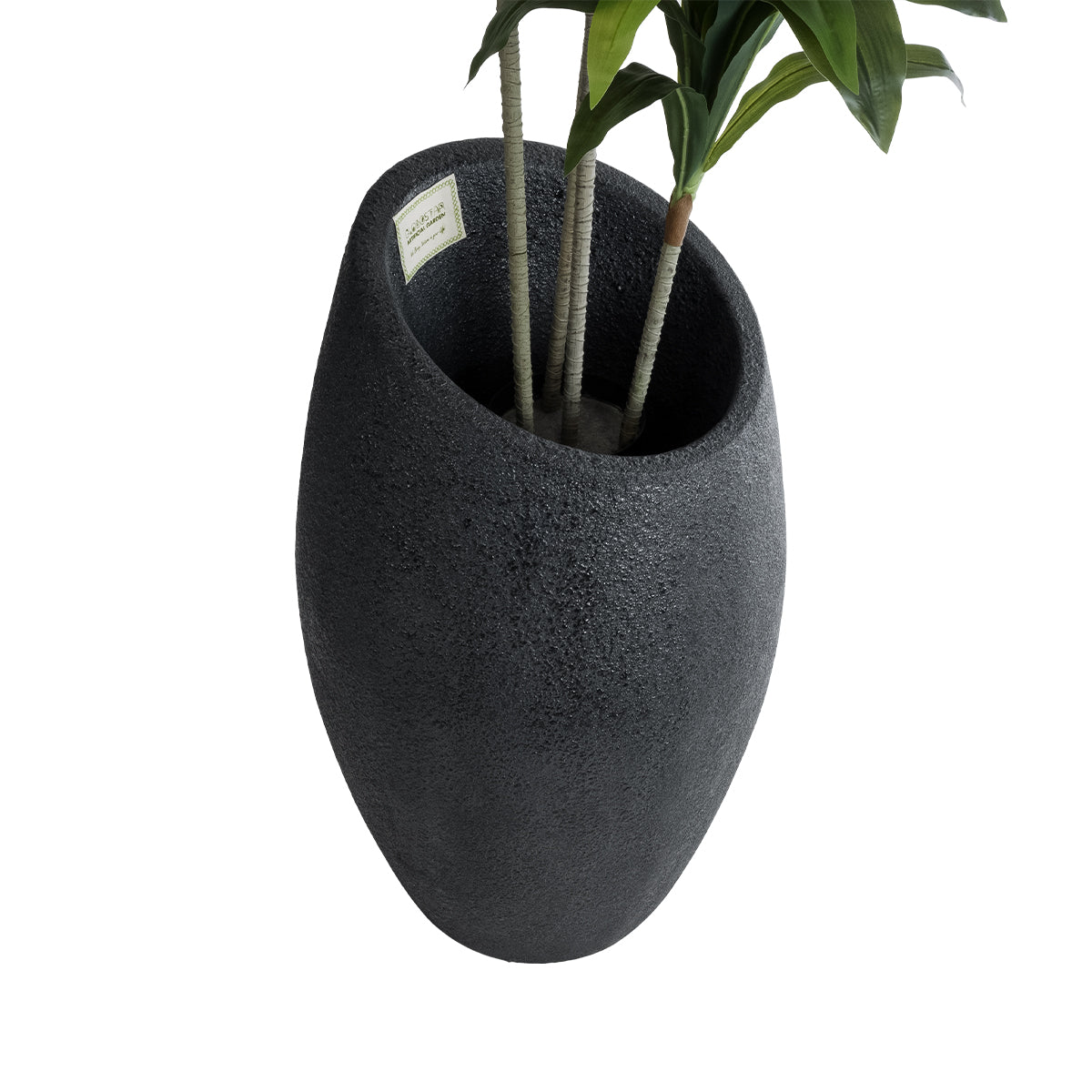 GloboStar® Artificial Garden MESTRE 20731 Επιδαπέδιο Πολυεστερικό Τσιμεντένιο Κασπώ Γλάστρα - Flower Pot Μαύρο Φ50 x Υ90cm - ledmania.gr