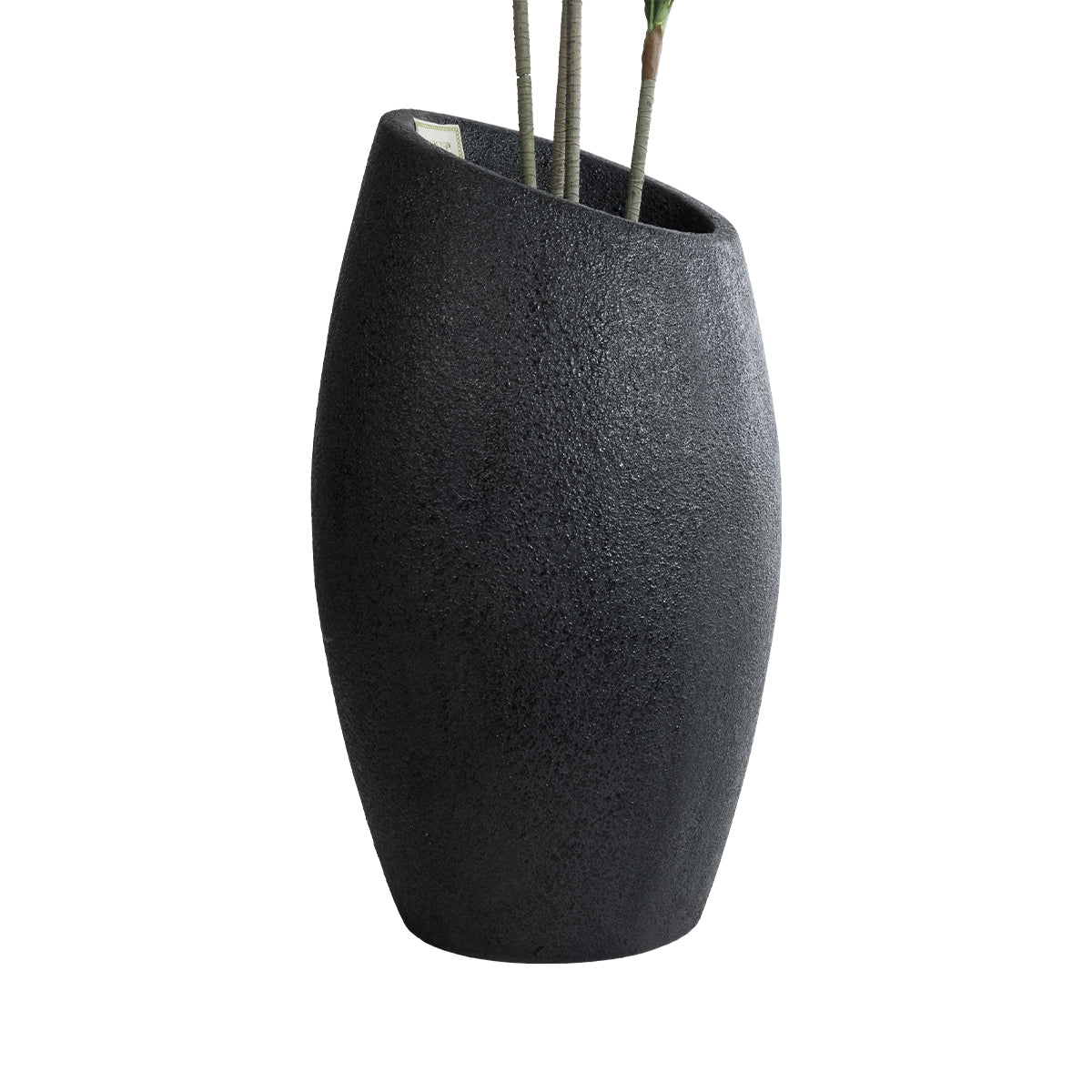 GloboStar® Artificial Garden MESTRE 20731 Επιδαπέδιο Πολυεστερικό Τσιμεντένιο Κασπώ Γλάστρα - Flower Pot Μαύρο Φ50 x Υ90cm - ledmania.gr