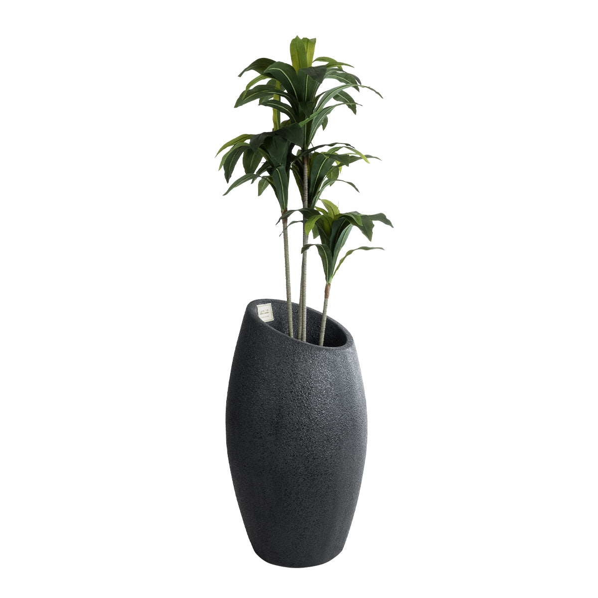 GloboStar® Artificial Garden MESTRE 20731 Επιδαπέδιο Πολυεστερικό Τσιμεντένιο Κασπώ Γλάστρα - Flower Pot Μαύρο Φ50 x Υ90cm - ledmania.gr