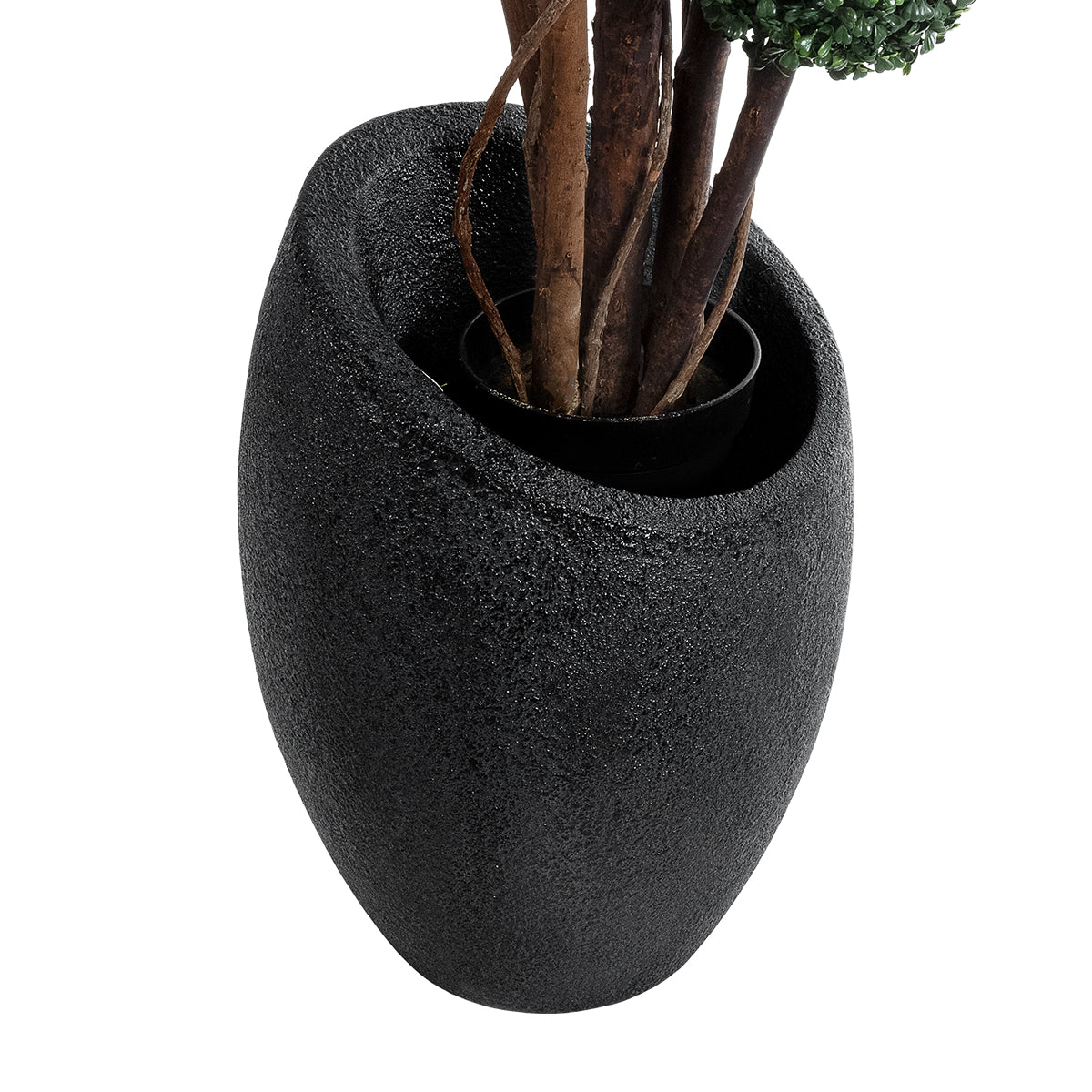 GloboStar® Artificial Garden MESTRE 20732 Επιδαπέδιο Πολυεστερικό Τσιμεντένιο Κασπώ Γλάστρα - Flower Pot Μαύρο Φ40 x Υ60cm - ledmania.gr