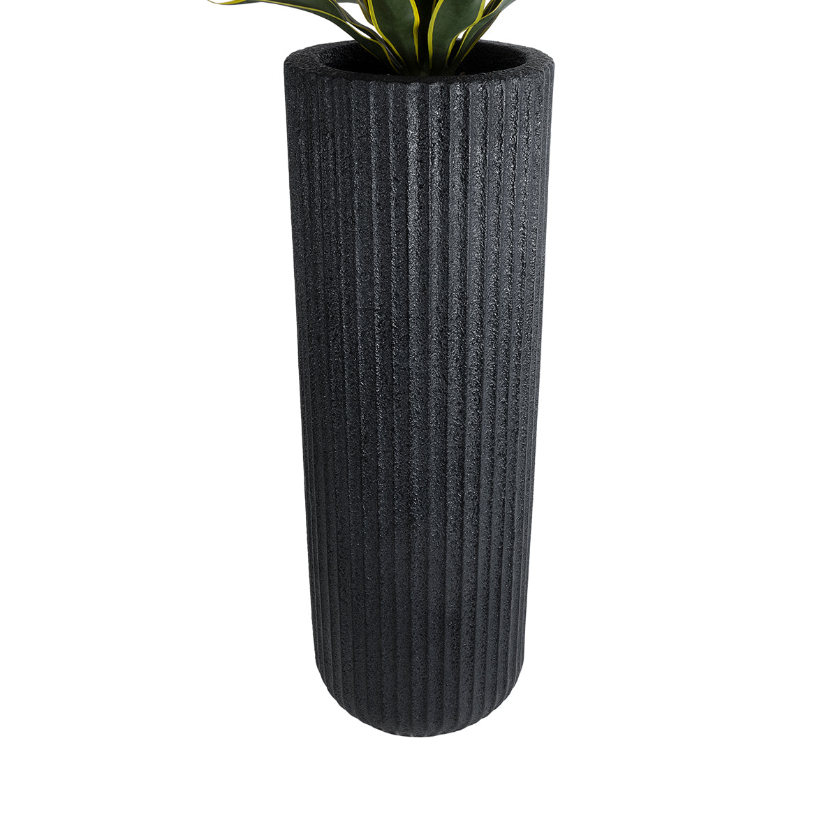 GloboStar® Artificial Garden MATERA 20733 Επιδαπέδιο Πολυεστερικό Τσιμεντένιο Κασπώ Γλάστρα - Flower Pot Μαύρο Φ42 x Υ120cm - ledmania.gr