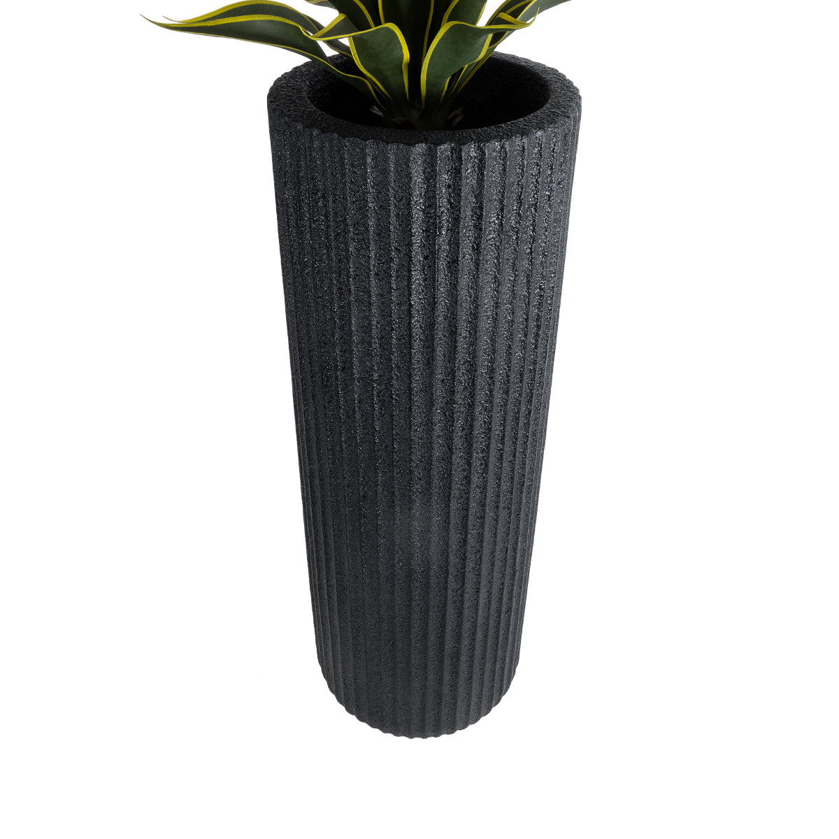 GloboStar® Artificial Garden MATERA 20733 Επιδαπέδιο Πολυεστερικό Τσιμεντένιο Κασπώ Γλάστρα - Flower Pot Μαύρο Φ42 x Υ120cm - ledmania.gr