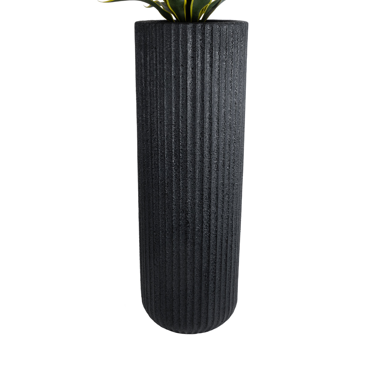 GloboStar® Artificial Garden MATERA 20733 Επιδαπέδιο Πολυεστερικό Τσιμεντένιο Κασπώ Γλάστρα - Flower Pot Μαύρο Φ42 x Υ120cm - ledmania.gr