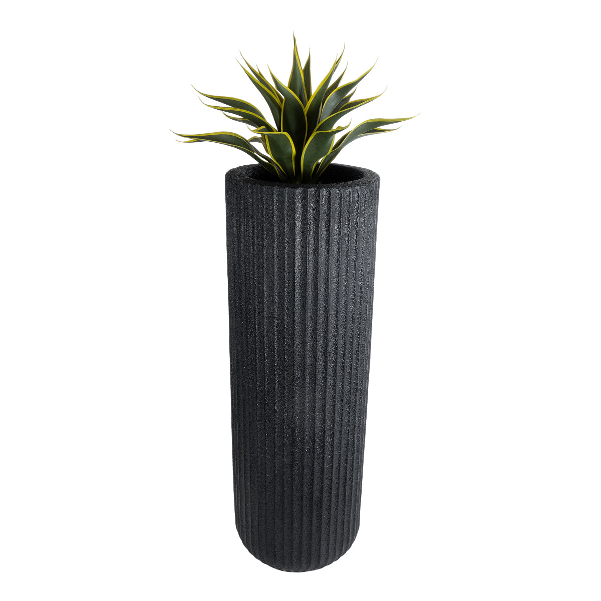 GloboStar® Artificial Garden MATERA 20733 Επιδαπέδιο Πολυεστερικό Τσιμεντένιο Κασπώ Γλάστρα - Flower Pot Μαύρο Φ42 x Υ120cm - ledmania.gr