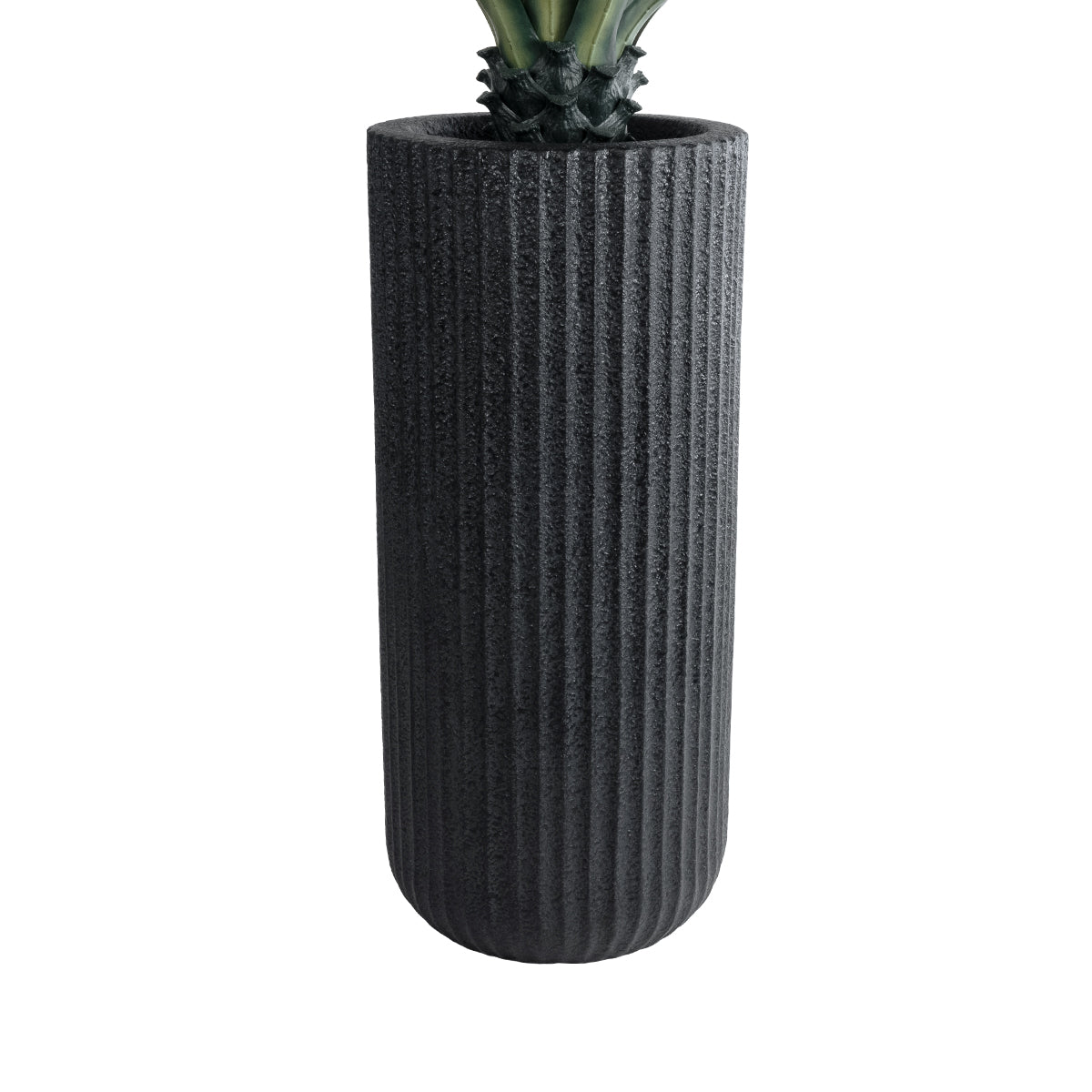 GloboStar® Artificial Garden MATERA 20734 Επιδαπέδιο Πολυεστερικό Τσιμεντένιο Κασπώ Γλάστρα - Flower Pot Μαύρο Φ42 x Υ90cm - ledmania.gr