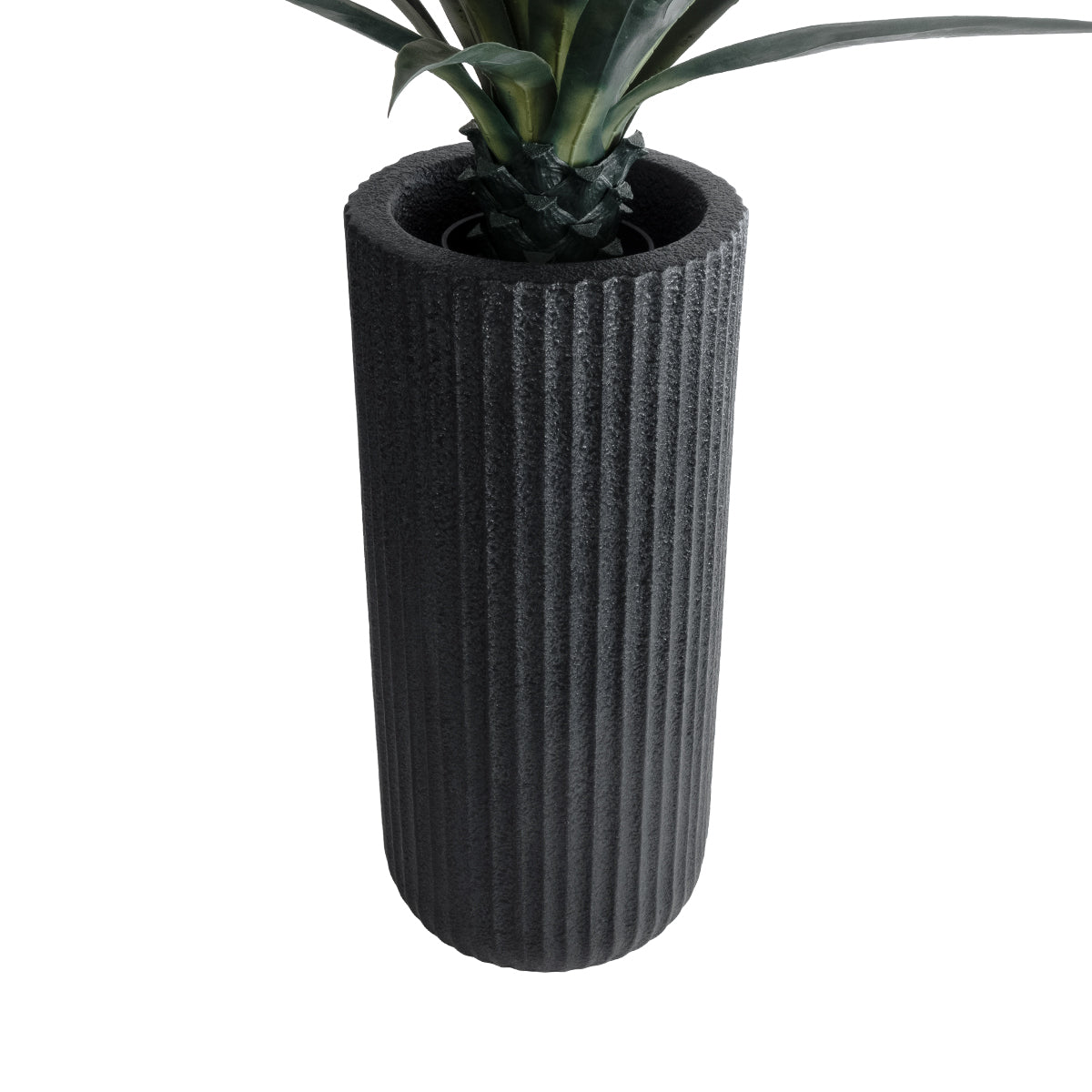 GloboStar® Artificial Garden MATERA 20734 Επιδαπέδιο Πολυεστερικό Τσιμεντένιο Κασπώ Γλάστρα - Flower Pot Μαύρο Φ42 x Υ90cm - ledmania.gr