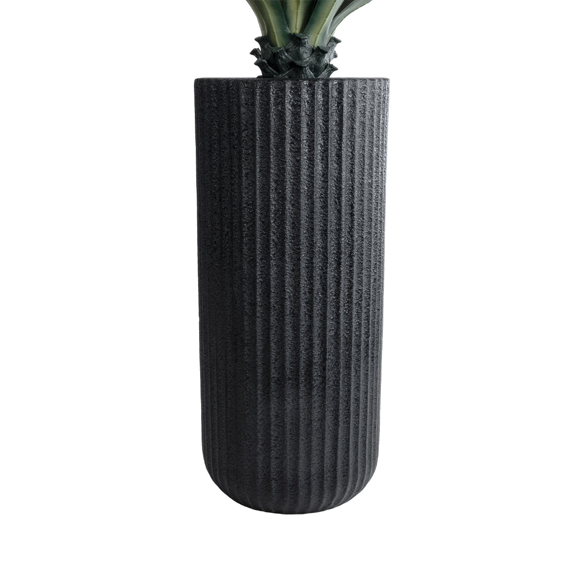 GloboStar® Artificial Garden MATERA 20734 Επιδαπέδιο Πολυεστερικό Τσιμεντένιο Κασπώ Γλάστρα - Flower Pot Μαύρο Φ42 x Υ90cm - ledmania.gr