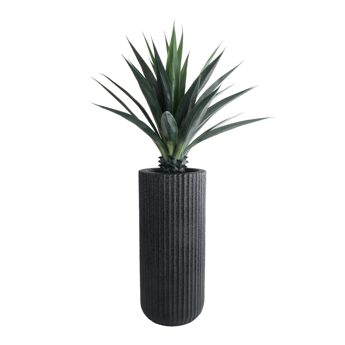 GloboStar® Artificial Garden MATERA 20734 Επιδαπέδιο Πολυεστερικό Τσιμεντένιο Κασπώ Γλάστρα - Flower Pot Μαύρο Φ42 x Υ90cm - ledmania.gr