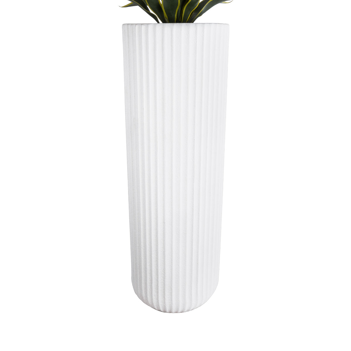 GloboStar® Artificial Garden MARSALA 20735 Επιδαπέδιο Πολυεστερικό Τσιμεντένιο Κασπώ Γλάστρα - Flower Pot Λευκό Φ41 x Υ120cm - ledmania.gr