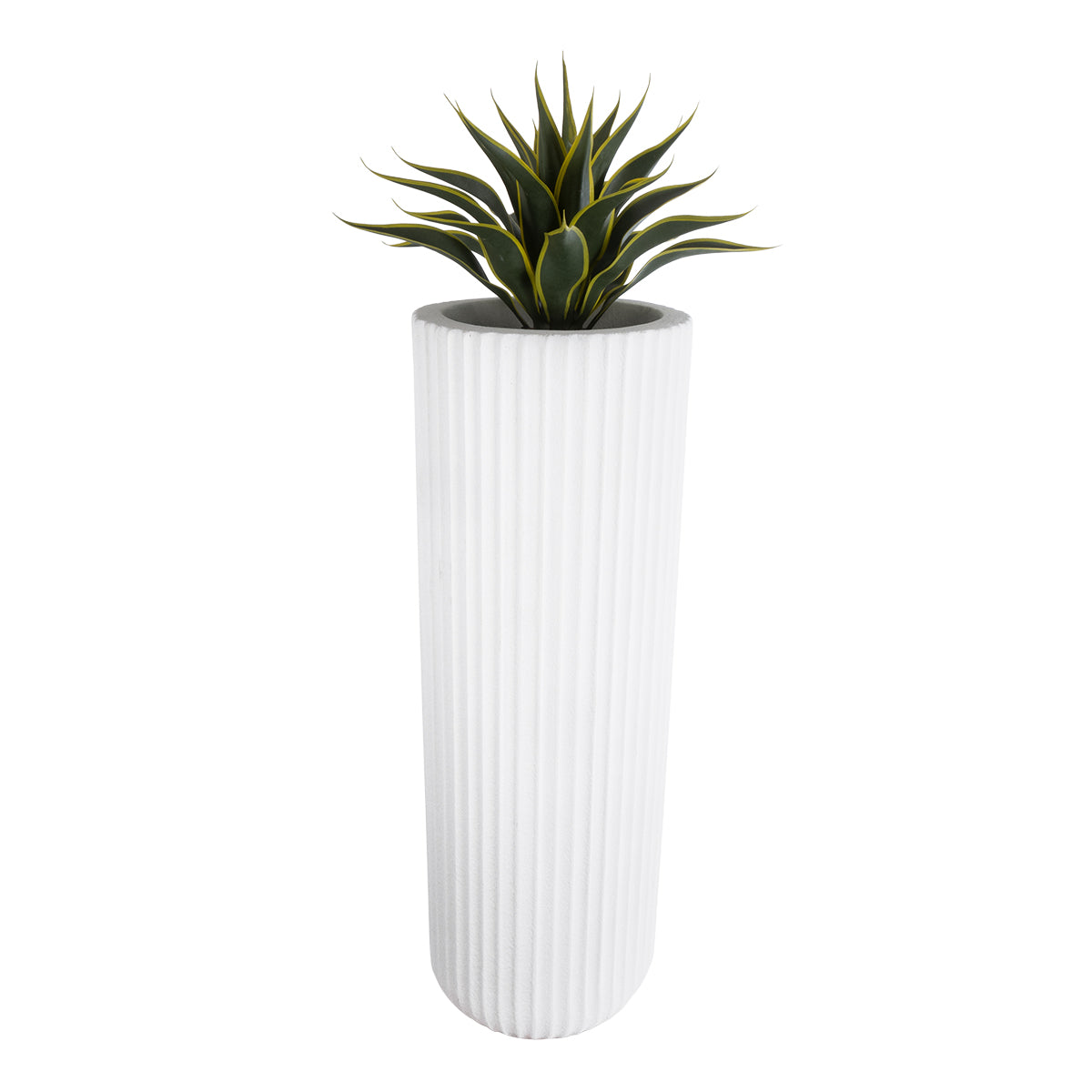 GloboStar® Artificial Garden MARSALA 20735 Επιδαπέδιο Πολυεστερικό Τσιμεντένιο Κασπώ Γλάστρα - Flower Pot Λευκό Φ41 x Υ120cm - ledmania.gr