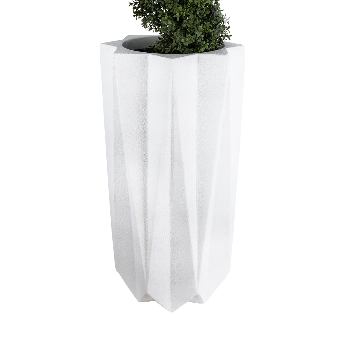 GloboStar® Artificial Garden PADOVA 20739 Επιδαπέδιο Πολυεστερικό Τσιμεντένιο Κασπώ Γλάστρα - Flower Pot Λευκό Φ48 x Υ100cm - ledmania.gr