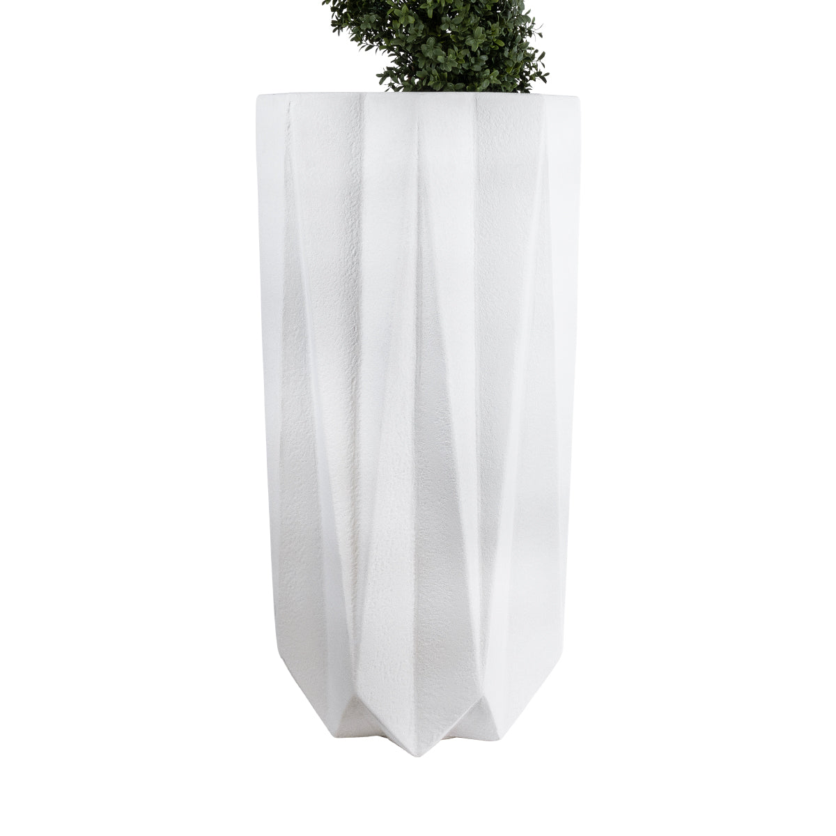 GloboStar® Artificial Garden PADOVA 20739 Επιδαπέδιο Πολυεστερικό Τσιμεντένιο Κασπώ Γλάστρα - Flower Pot Λευκό Φ48 x Υ100cm - ledmania.gr
