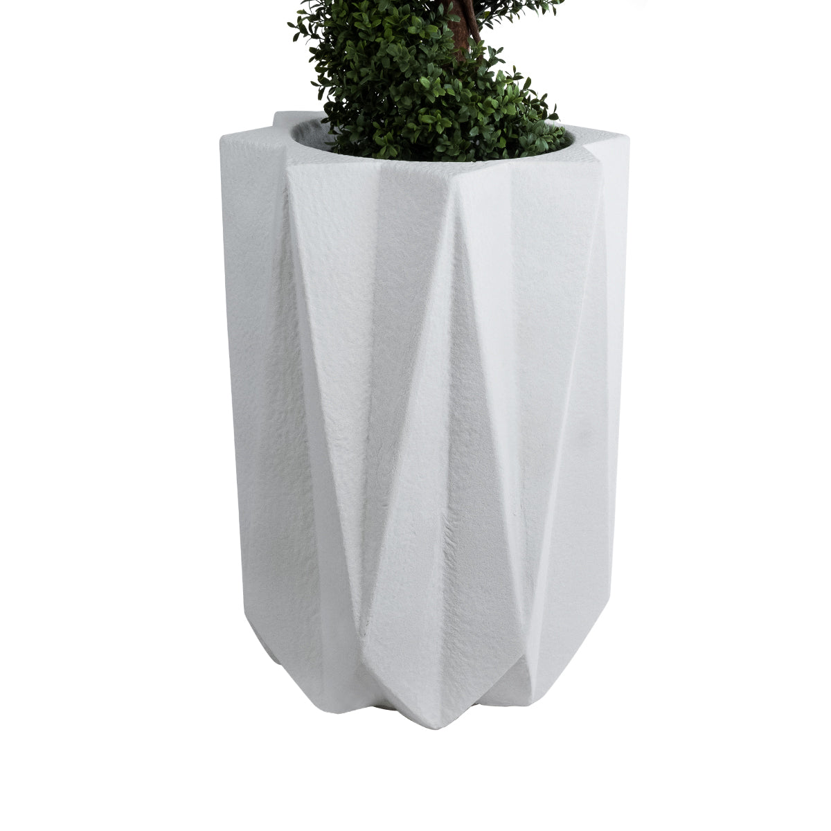 GloboStar® Artificial Garden PADOVA 20740 Επιδαπέδιο Πολυεστερικό Τσιμεντένιο Κασπώ Γλάστρα - Flower Pot Λευκό Φ46 x Υ67cm - ledmania.gr
