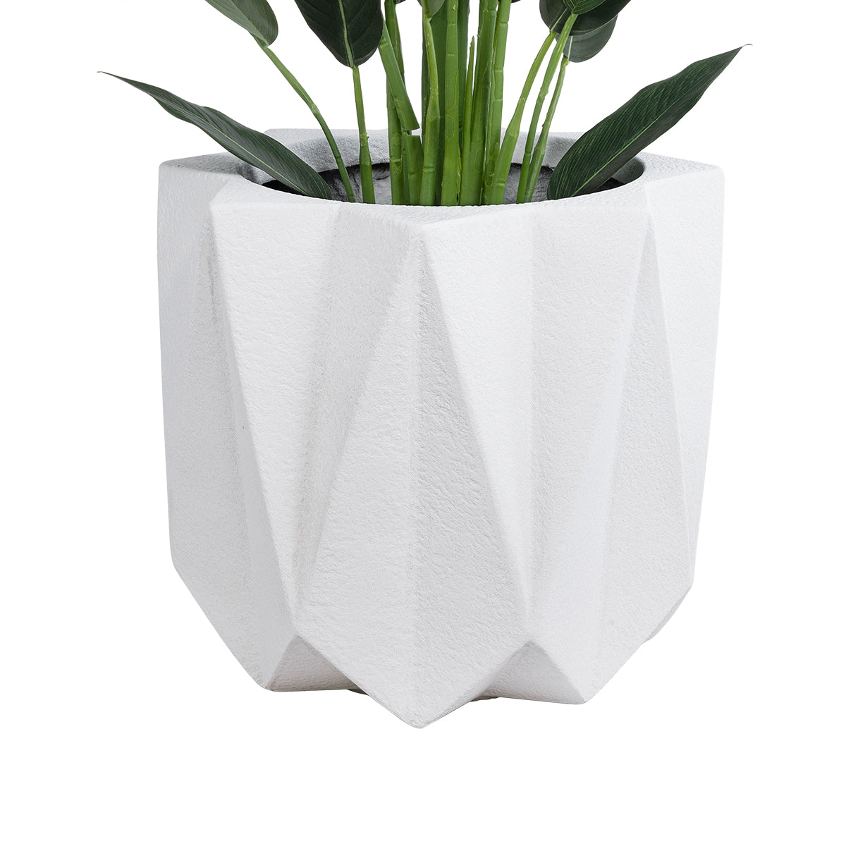 GloboStar® Artificial Garden PADOVA 20741 Επιδαπέδιο Πολυεστερικό Τσιμεντένιο Κασπώ Γλάστρα - Flower Pot Λευκό Φ51 x Υ46cm - ledmania.gr