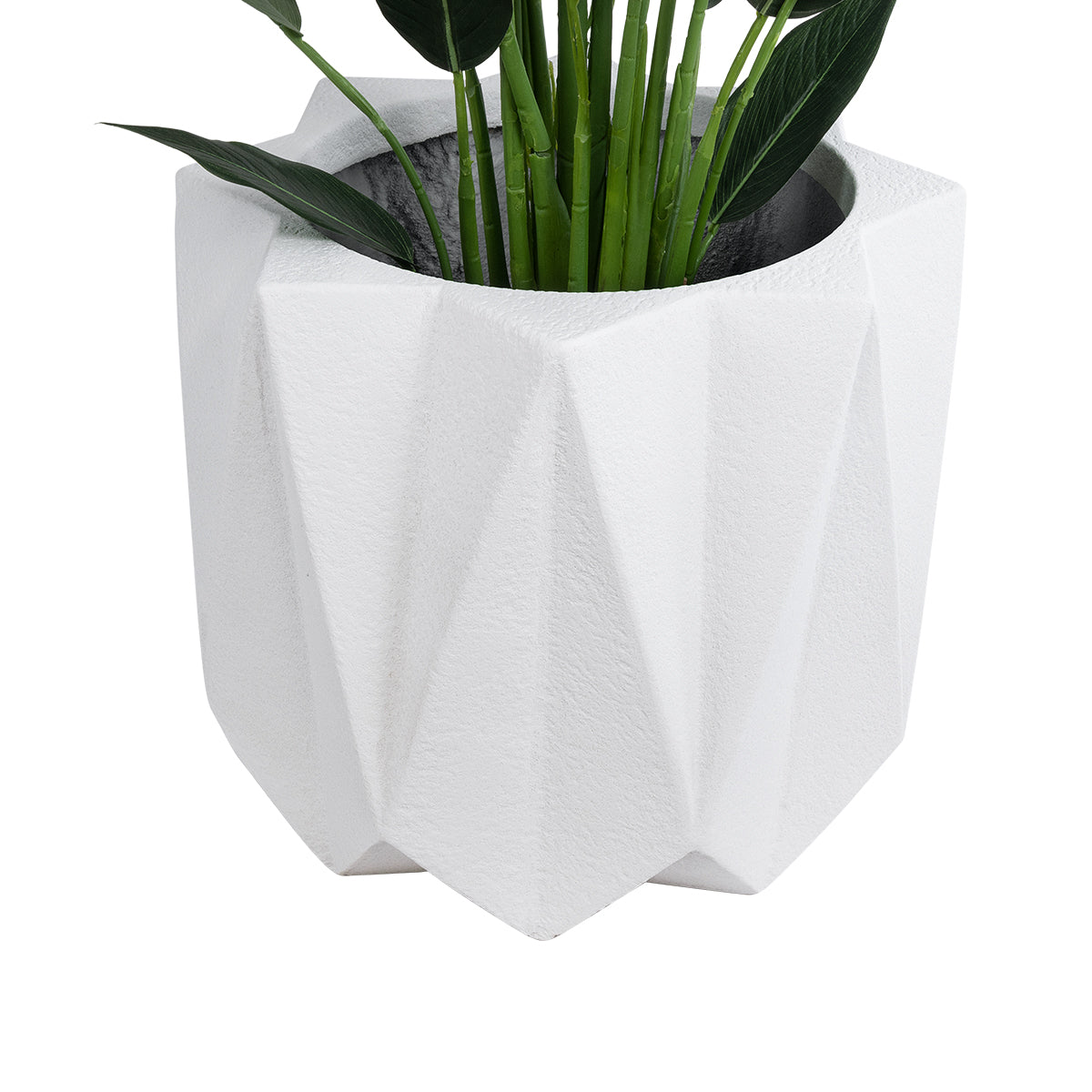 GloboStar® Artificial Garden PADOVA 20741 Επιδαπέδιο Πολυεστερικό Τσιμεντένιο Κασπώ Γλάστρα - Flower Pot Λευκό Φ51 x Υ46cm - ledmania.gr