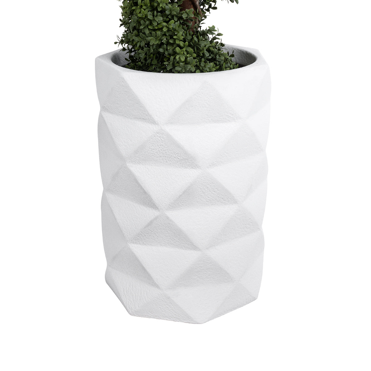 GloboStar® Artificial Garden VARENNA 20743 Επιδαπέδιο Πολυεστερικό Τσιμεντένιο Κασπώ Γλάστρα - Flower Pot Λευκό Φ40 x Υ60cm - ledmania.gr
