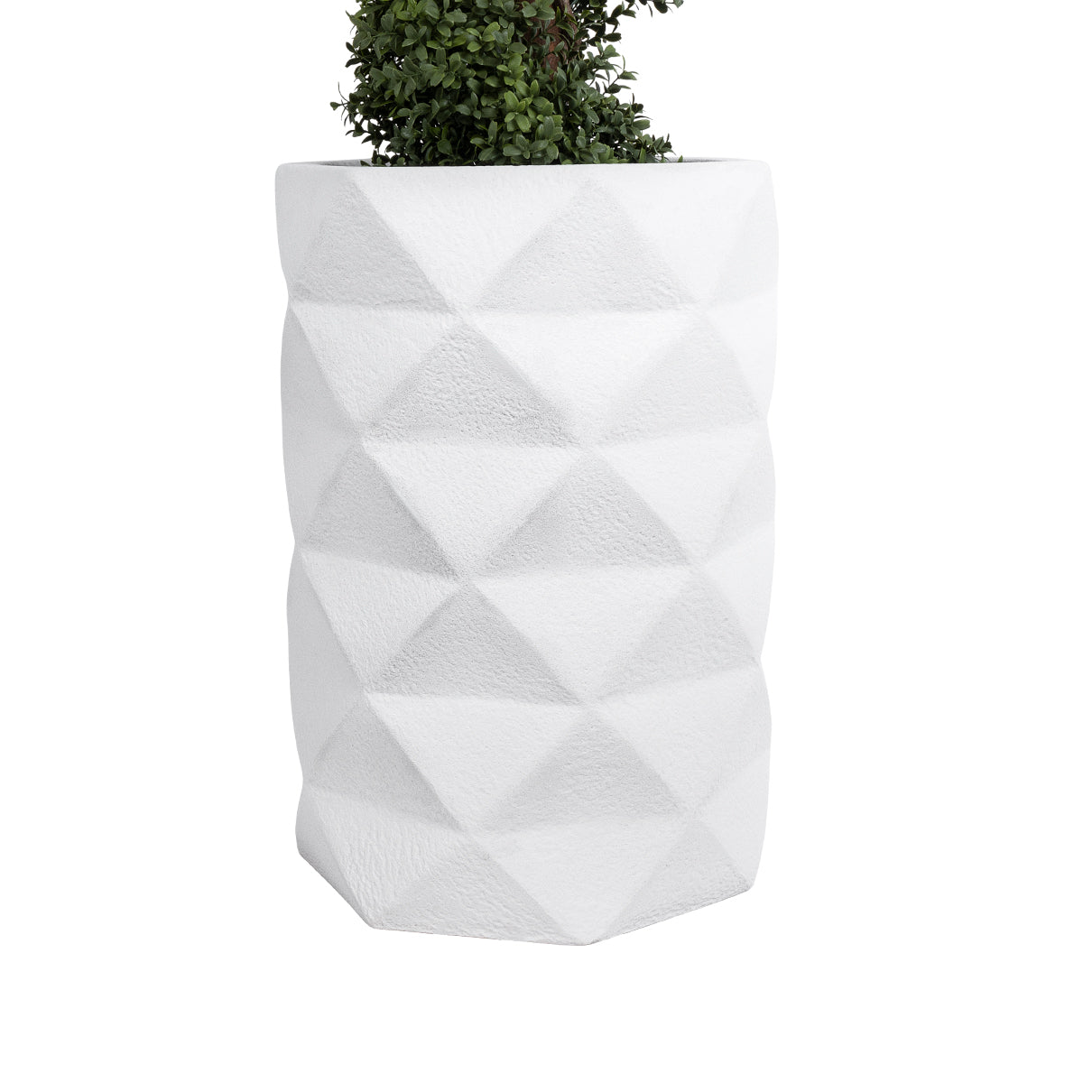 GloboStar® Artificial Garden VARENNA 20743 Επιδαπέδιο Πολυεστερικό Τσιμεντένιο Κασπώ Γλάστρα - Flower Pot Λευκό Φ40 x Υ60cm - ledmania.gr