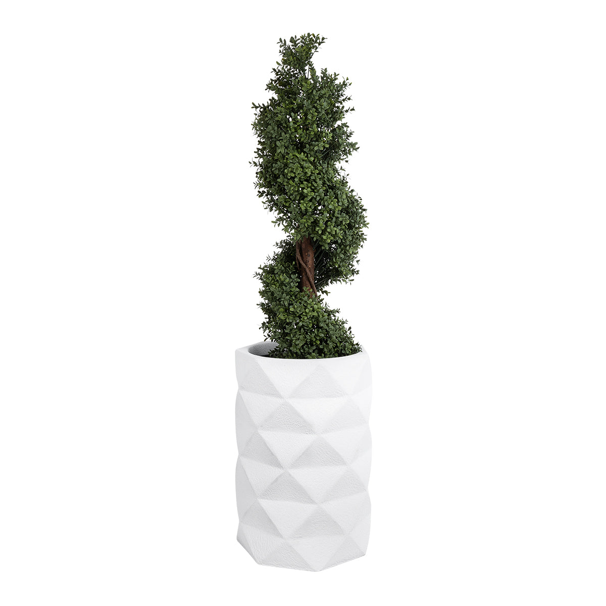 GloboStar® Artificial Garden VARENNA 20743 Επιδαπέδιο Πολυεστερικό Τσιμεντένιο Κασπώ Γλάστρα - Flower Pot Λευκό Φ40 x Υ60cm - ledmania.gr