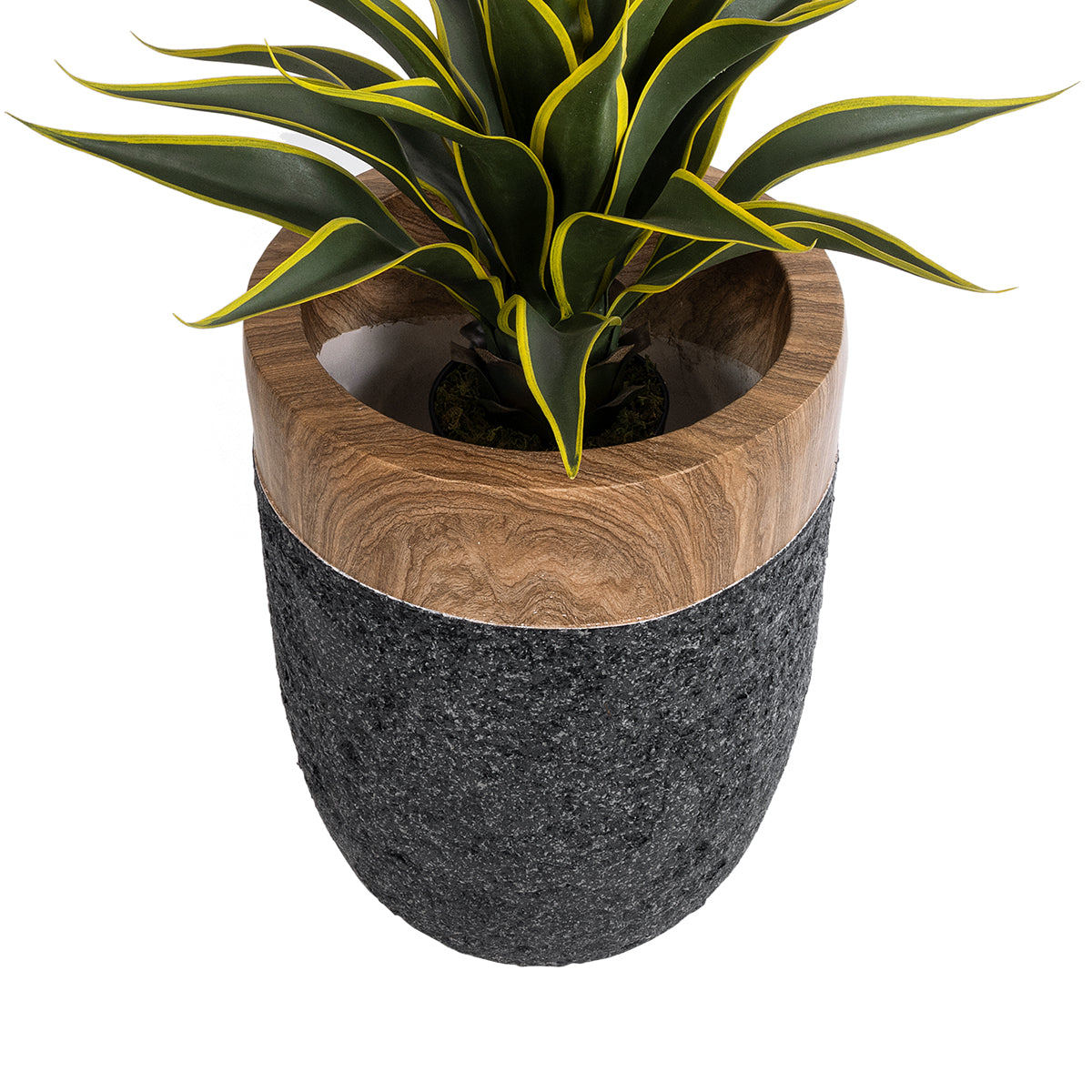 GloboStar® Artificial Garden BELLAGIO 20744 Επιδαπέδιο Πολυεστερικό Τσιμεντένιο Κασπώ Γλάστρα - Flower Pot Μαύρο με Καφέ Φ39 x Υ52cm - ledmania.gr