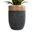 GloboStar® Artificial Garden BELLAGIO 20744 Επιδαπέδιο Πολυεστερικό Τσιμεντένιο Κασπώ Γλάστρα - Flower Pot Μαύρο με Καφέ Φ39 x Υ52cm - ledmania.gr