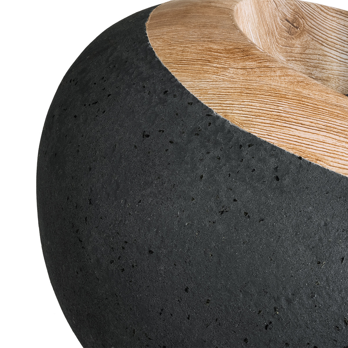 GloboStar® Artificial Garden RAVELLO 20746 Επιδαπέδιο Πολυεστερικό Τσιμεντένιο Κασπώ Γλάστρα - Flower Pot Μαύρο με Καφέ Μ82 x Π62 x Υ45cm - ledmania.gr